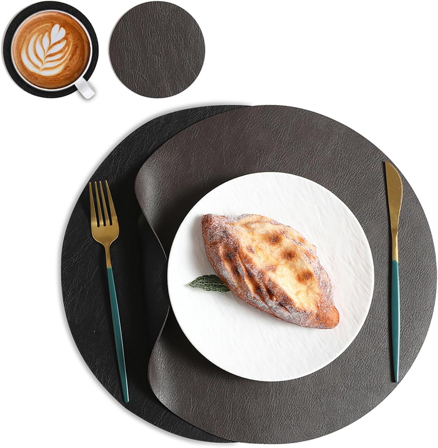 Set de table – lavable, résistant à la chaleur, antidérapant, résistant à l'eau, Lot de 2, 33cm, gris