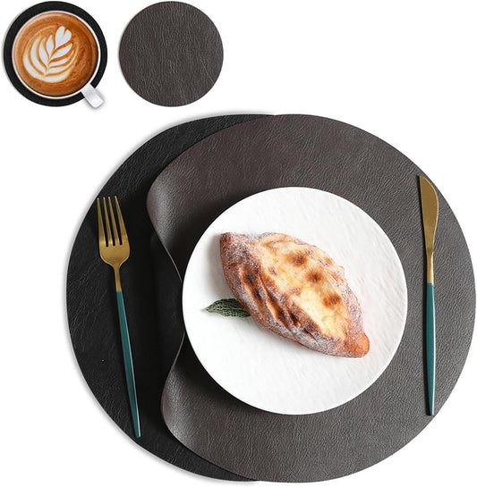 Set de table – lavable, résistant à la chaleur, antidérapant, résistant à l'eau, Lot de 2, 33cm, gris