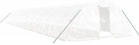 Serre de Jardin Tunnel en Acier Blanc, 110 m², 22x5x2,3 m
