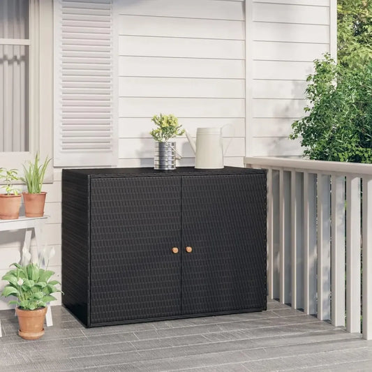 Meuble de Jardin en Résine Noir avec Double Porte - 100x56x80 cm